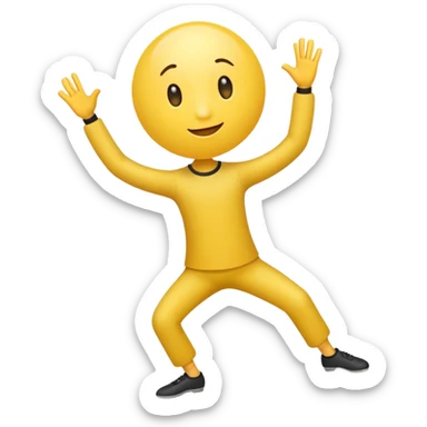Create an regular circle emoji that has tiny legs at dance weird sticker