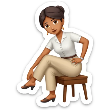 Indian Office lady with sore ankle sticker