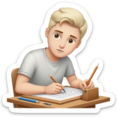 A white person drawing on his drawing table  sticker