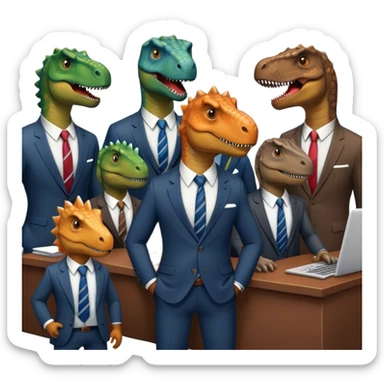 old dinosaurs working in an office sticker