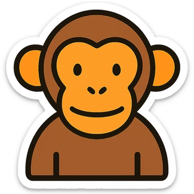 monkey, lineal color icon with black outlines, simple and modern sticker
