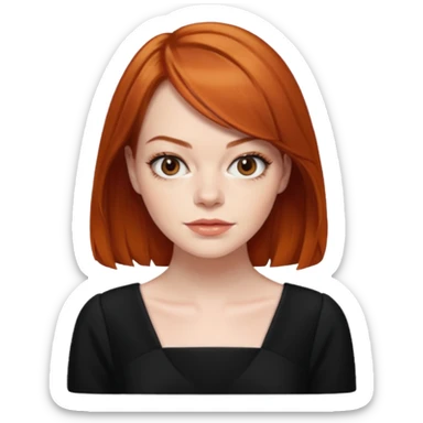 Emma Stone, orange brown hair, black dress sticker