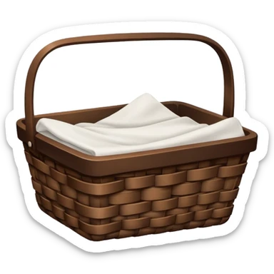 A dark Brown basket with fresh washed linen sticker