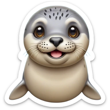 Cinematic Comical harbour seal Portrait Emoji, Head tilted dramatically with an exaggeratedly amused expression, featuring a sleek, agile body with wide, comically expressive eyes full of playful disbelief and a subtly contoured head, Simplified yet hilariously expressive features, highly detailed, glowing with a slightly sassy oceanic glow, high shine, dramatic yet playful, stylized with an air of quirky marine mischief, soft glowing outline, capturing the essence of a meme-worthy harbour seal that looks ready to side-eye its way into viral fame! sticker