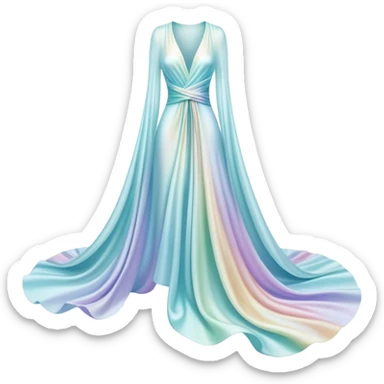 Elegant ethereal fabric-like flowing forms creating abstract clothing shape, personal style definition symbol, soft glowing essence sticker