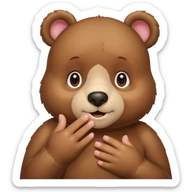 Full Beary is blushing deeply, looking away, fingers touching, bashful smile, soft pastel background sticker