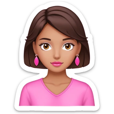 chica morena con cosas rosas sticker