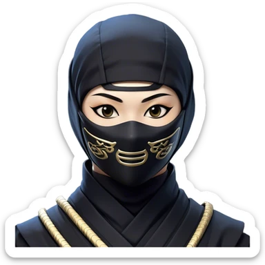 Clash of Clans aesthetic: Beautiful and Majestic Ninja Portrait Emoji, Rendered in serene poise with a gentle, confident smile and a refined masked visage, showcasing a sleek, artfully poised figure exuding calm and determined elegance in natural skin tone, Simplified yet exquisitely endearing features, highly detailed, glowing with a soft, drowsy nocturnal light, high shine, relaxed and utterly noble, stylized with an air of timeless stealth, soft glowing outline, capturing the essence of a majestic ninja whose graceful presence inspires epic covert adventures! sticker