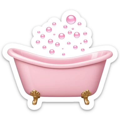 light pink bathtub filled with light pink water and bubbles sticker