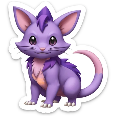 Nidoking-Purrloin-Delcatty-Rattata-Pokémon-hybrid-fusion-creature (full body) sticker