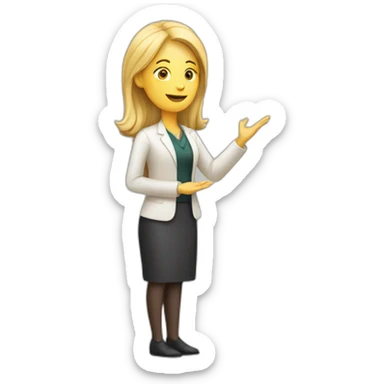 white woman presenting a slide sticker
