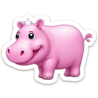 cute pink hippo with a star near its head sticker
