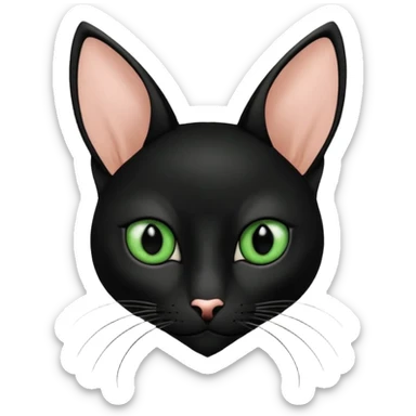 Haz una gata de ojos verdes la cara blanca con mancha negra en las orejas que agarra parte de la frente del lado der pero del iz va desde el ojo hasta la oreja la mancha, tiene la nariz negra en forma de corazón y todo lo que sobra de la cara, barbilla la nariz arriba y el lado de bigotes es blanca sticker