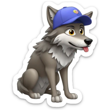 Wolf with babe all cap sticker