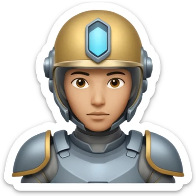 futuristic armored soldier human portrait, head and shoulders only, South Asian facial features, helmet visor, sci-fi armor details, 3D cartoon, mobile game icon style, clean background, no text, no watermark
 sticker
