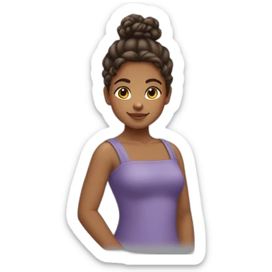 Medium Brown skin ton girl child with curly hair tied into a bun sticker