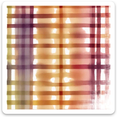Watercolor card fall color plaid sticker