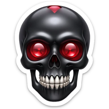 Black shiny skull with red ruby crystal as eyes  sticker