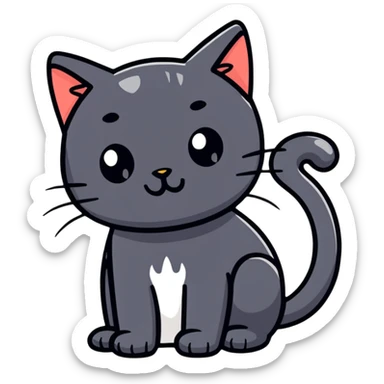 black cat with white bottom sticker