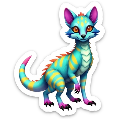  Exotic randomly colored colorful cute neon-colored Fakémon-Fionbri-Vernid-Sergal-Genet-creature with markings (full body) sticker