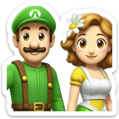 Luigi and Daisy from Mario Bross, couple, love sticker