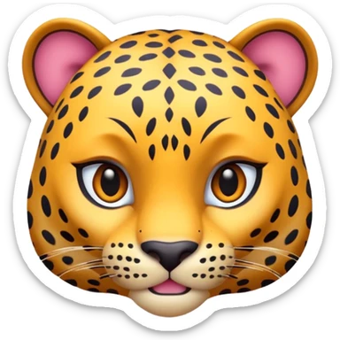 exotic leopard character, spotted fur, cute fierce face, 3D cartoon, mobile game icon style, clean background, no text, no watermark
 sticker