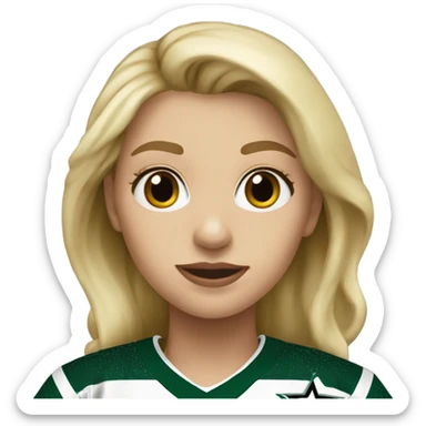 Blonde girl wearing Dallas Stars jersey sticker