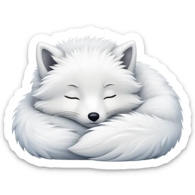 fluffy arctic fox sleeping sticker