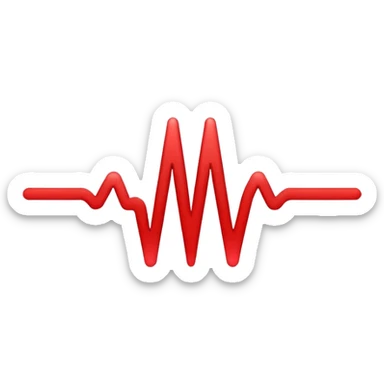 Minimalistic logo for MedSignal, sleek red pulse forming the letters 'AI' inside a smooth geometric shape, glowing red accents, clean white background, no black, conveying high-tech healthcare and AI technology sticker