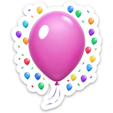 a pink balloon, confetti sticker