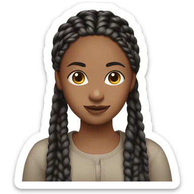 Girl with tight box braids on head sticker