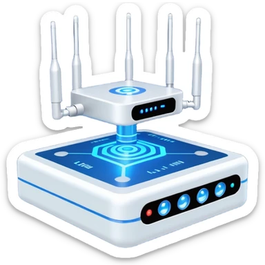 Can you create a picture for an AI LLM model router showing it as a hub connecting different LLMs? Can you make it look more professional?
 sticker