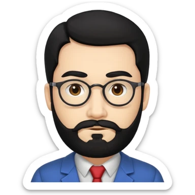 Professor in the la casa de papel TV show, with black hair and beard sticker