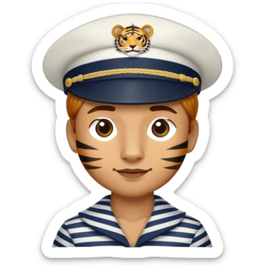 Tiger sailor with navy hat and striped shirt sticker
