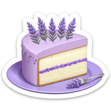 a cut out piece of an Aesthetic gorgeous beautiful pretty inspo Lavender cake with lavender flowers on a pastel plate  sticker