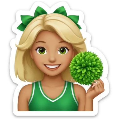 football cheerleader, holding a cheering pom, green  sticker