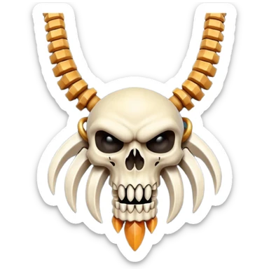 barbarian necklace object icon, necklace made of bones and fangs, rugged tribal jewelry, 3D cartoon, mobile game icon style, centered, clean background, no text, no watermark sticker