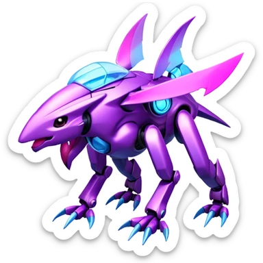 Futuristic Cool Cute Edgy Shiny Ethereal Legendary Digimon-Genesect-Palkia-hybrid full body sticker