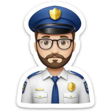 Police officer with glasses and beards(white uniform) sticker