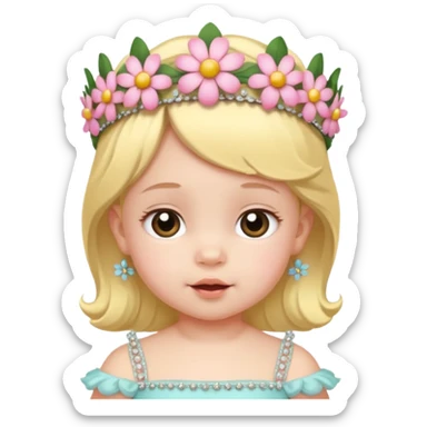 baby with flower tiara sticker