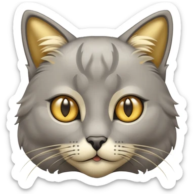 graue fluffige katze brittisch lang haar graue nase süß sticker