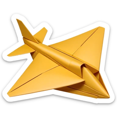 3D render of Paper Airplane made entirely of folded origami paper, sharp creases, cardboard texture, matte finish, visible paper grain, craft aesthetic,  apple emoji style, isolated on white background --v 6.0 sticker