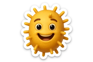 EMOJI STILE IPHONE DI BATTERI INTESTINALI FELICI CHE FLUTTUANO IN ARIA IPERREALISTICO 4K sticker