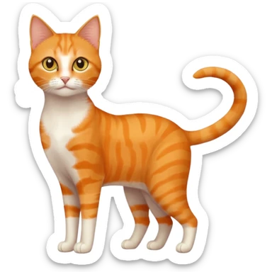 full body orange domestic shorthair slim cat with yellow/orange eyes  sticker