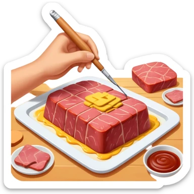 artist painting a SPAM meat landscape  sticker