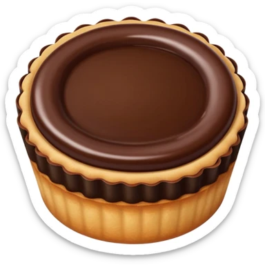small round tart with shiny chocolate filling, sticker