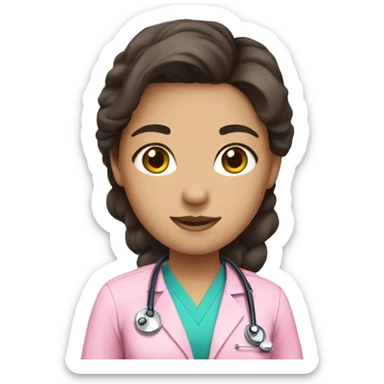 Cute brunette doctor with pink scrubs  sticker