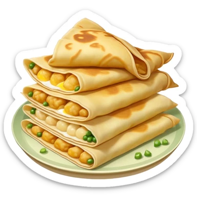 Chinese jianbing crepe street food with soft muted colors sticker