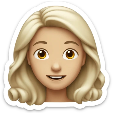 white woman with brown long wavy hair wink sticker