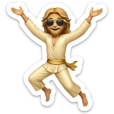 dancing figure of rejoicing Jesus with  sunglases golden  sticker